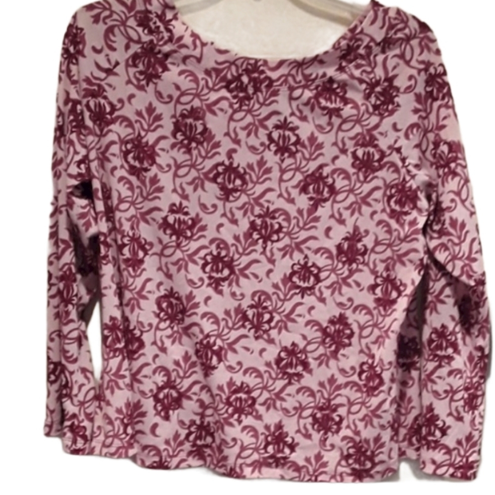 Lane Bryant Venezia Pink Floral Long Sleeve Blouse EUC sz 18/20